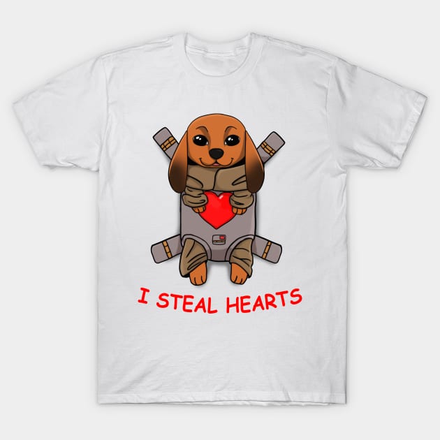 funny I Steal Hearts Valentines Day gift baby Dachshund dog T-Shirt by nayakiiro